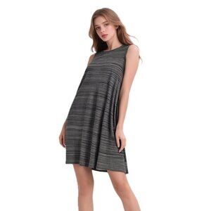 AGB Sleeveless Knit Fit & Flare Mini Dress Gray Heather Stripe Size Small